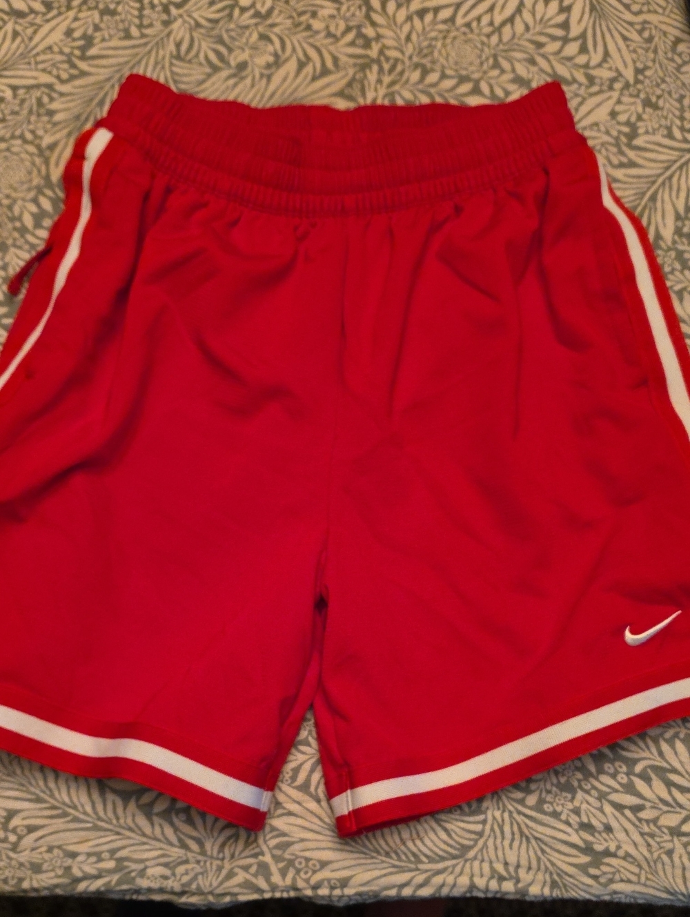 Nike Red Kids Athletic Shorts with White Trim